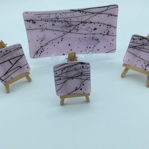 Pink Sushi dish and three dipping dishes