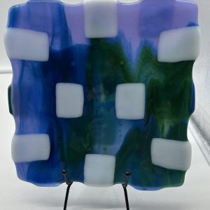 8X8 inch post modern dish in multi-color
