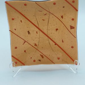 Orange 9X9 inch abstract transparent plate