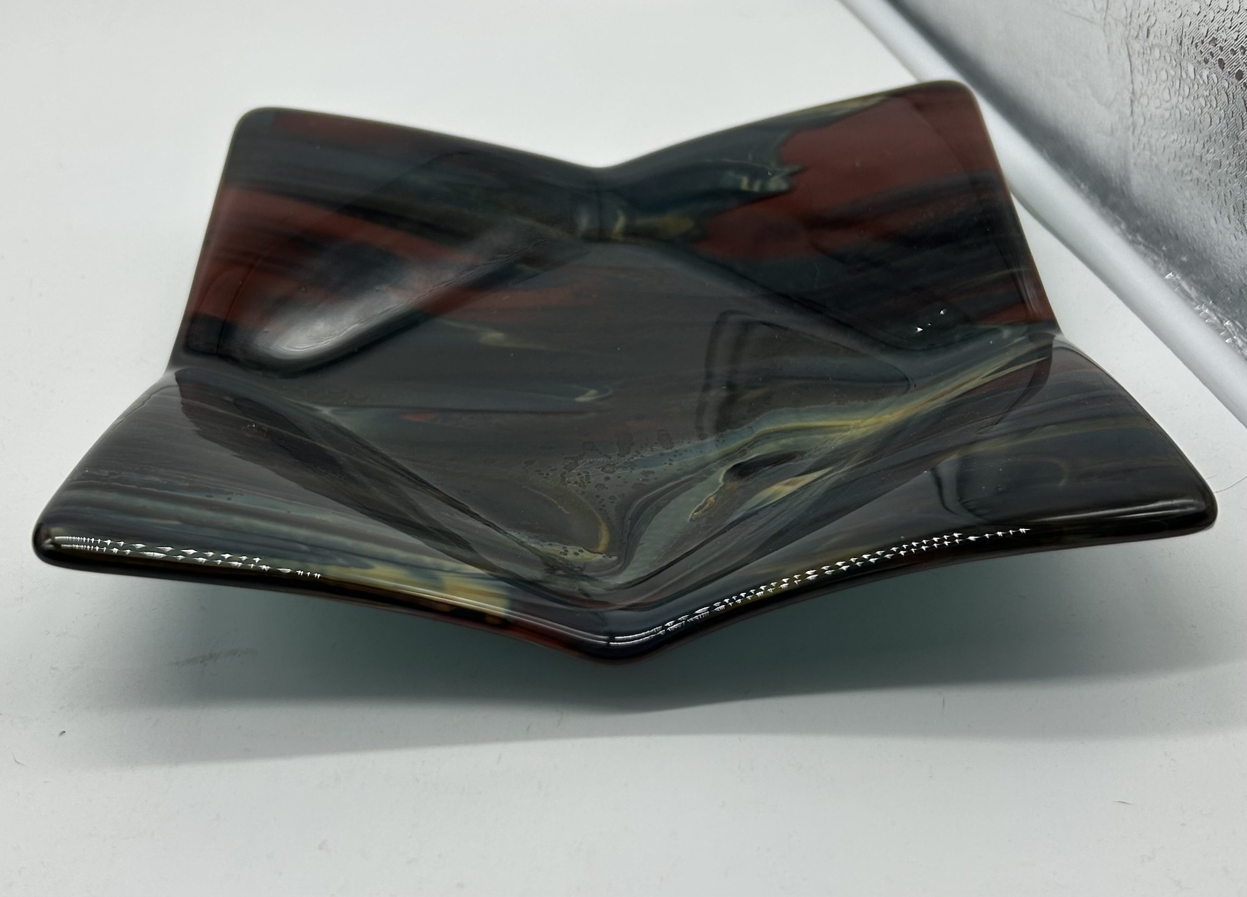 Gorgeous Origami bowl 7x7 inches in a Petrified Wood look - Image 3
