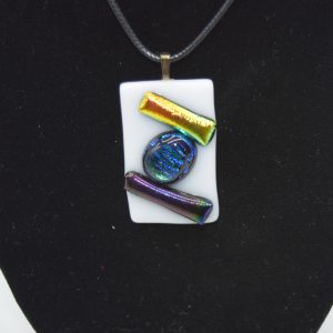 1x1.5 inch white and dichroic glass abstract pendant