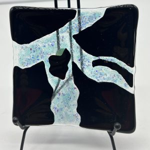5x5 black fracture with blue and dichroic glass highlights