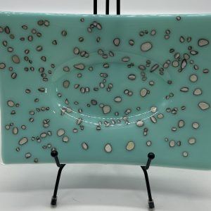 6X9 inch Robin's egg blue and Reactive dot platter