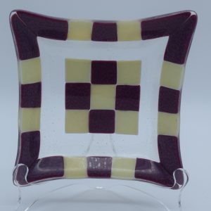 6x6 inch purple and french vanilla geometric plate